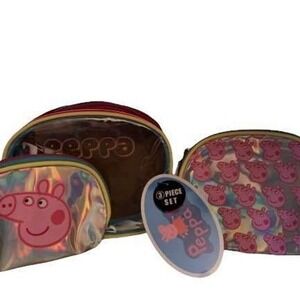 Peppa‎ Pig 3 Piece Bag Set NEW Pencil Case Makeup Bag Small Bags